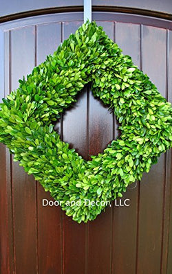Green Preserved Square Boxwood Wreath in 20 inch Diameter for Home Decor