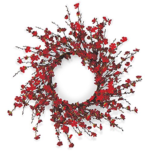 Artificial Cherry Blossom Wreath, 24" Door and Decor, LLC