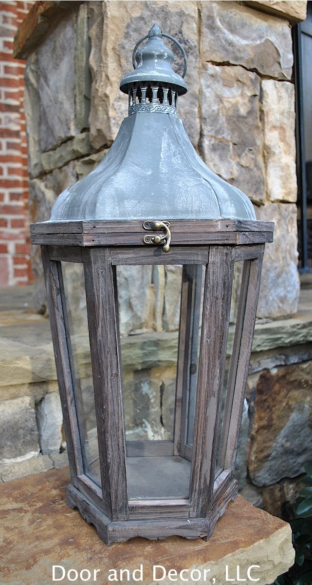 Medium 6-pane lantern~antique lantern~rustic lantern~decor lantern~wooden lantern~weathered lantern
