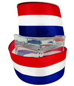 Red White and Blue American Ribbon Stripe Wired 1.5-2.5"x10y Spool (2.5)