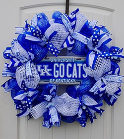 University of Kentucky Wildcats Wreath in 24 inch Diameter with officially licensed UK "Go Cats" Car Tag Insert