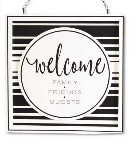13 Inch Square Black & White Wood Welcome Arrow Replacement-Welcome