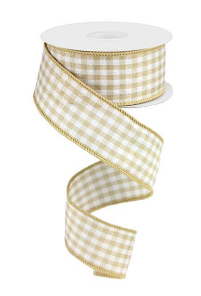 Gingham Check Wired Edge Ribbon, 1.5