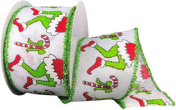 Jascotina, Inc 2.5" Green Monster Legs Ribbon: Lime Green (10 Yards) - Christmas Grinch Red Lime Green Ribbon