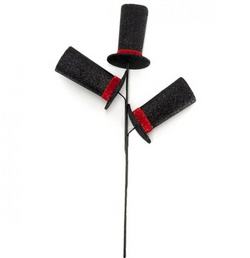 18" H Top Hat Spray-Black with Red Band