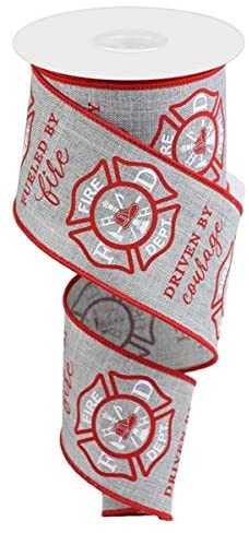 Firefighter Badge Wired Edge Ribbon - 2.5