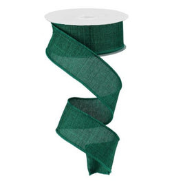1.5" x 50yd Large Roll Emerald Green Royal Burlap Wired Edge Ribbon