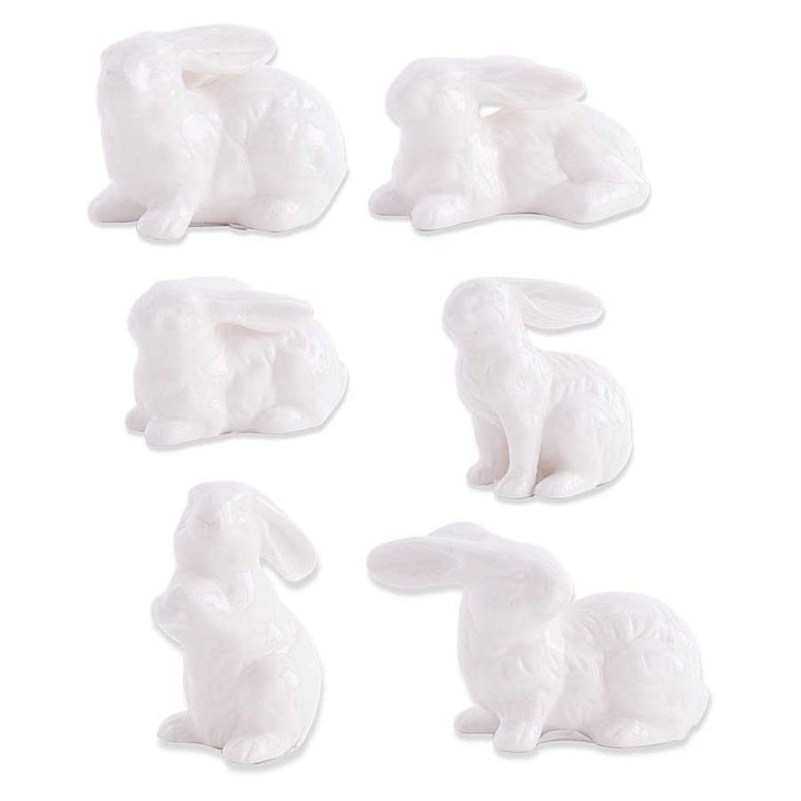 2.75 Inch Assorted White Ceramic Bunnies (6 Styles)