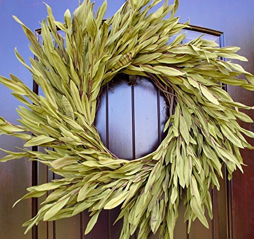 Simple Green Olive Leaf Wreath with Green and Brown Leaves in 22