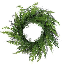 22-24" Diameter Mixed Green Fern Wreath on Twig base