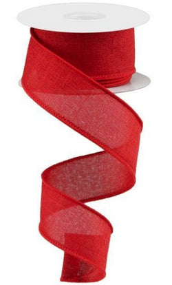 1.5" X 50yd Red Wired Denim Ribbon