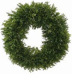 18" Round English Boxwood Wreath-Faux