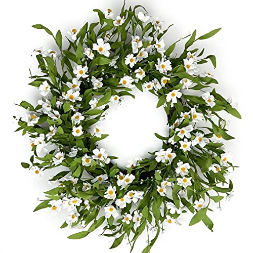 Handmade White Daisy Wreath for Front Door-Great for Mother's Day Gift, Spring, Summer Decor