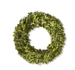 16" Diameter Round Real Preserved Boxwood Wreath-Natural