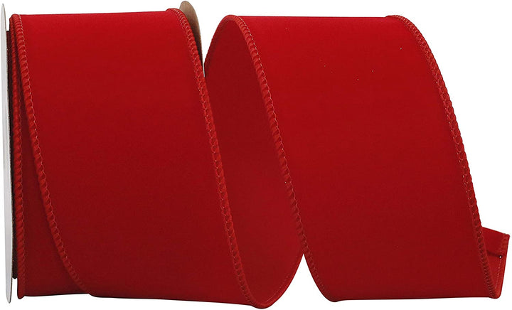 Reliant Ribbon Value Velvet Wired Edge Ribbon, 2-1/2 Inch X 10 Yards, Red