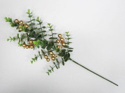 19.5" Boxwood Spray with Gold Berries