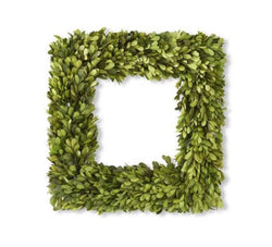 16" Diameter Square Real Preserved Boxwood Wreath-Natural