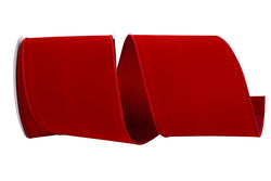 4"x10Yd Scarlet Velvet Wired Edge Ribbon-Christmas