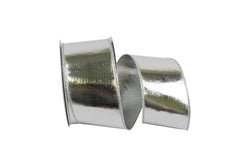 2.5"x10yd Metallic Lame Silver Foil Two-Sided Wired Edge Ribbon
