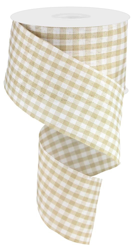 Gingham Check Wired Edge Ribbon, 2.5
