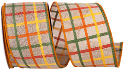 Reliant Woven Plaid Craft Tonal Wired Edge Ribbon, Natural, 2.5"x10yd