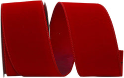 2.5"x10Yd Scarlet Velvet Wired Edge Ribbon-Christmas