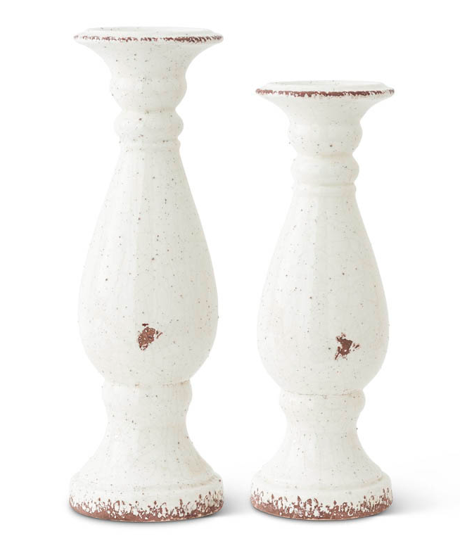 White Ceramic Candleholder-Large
