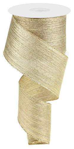 2.5"X10yd Vertical Gold Metallic Stripe Wired Edge Ribbon