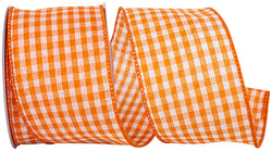 2.5"x10yd Orange Gingham Check Wired Edge Ribbon