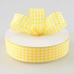 1.5" Gingham Ribbon: Yellow & White (50 Yards)-Wired