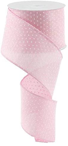 Raised Swiss Polka Dots Wired Edge Ribbon - 2.5 Inches x 10 Yards (Light Pink, 2.5")