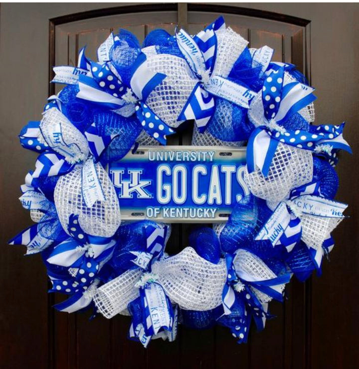 University of Kentucky Go Cats Front Door Wreath-UK Cats