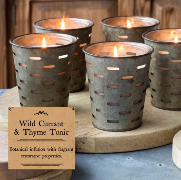 Olive Bucket Candle-Wild Currant and Thyme Tonic Fragrance