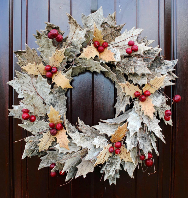 Christmas wreath~birch wood wreath~24